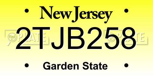 2TJB258 New Jersey License Plate