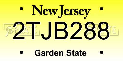 2TJB288 New Jersey License Plate