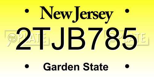 2TJB785 New Jersey License Plate