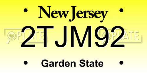2TJM92 New Jersey License Plate