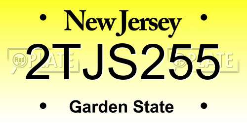 2TJS255 New Jersey License Plate
