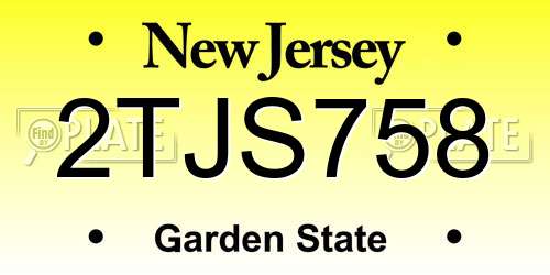 2TJS758 New Jersey License Plate
