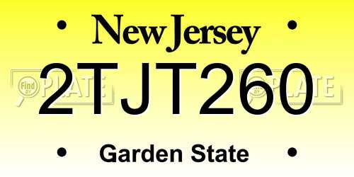 2TJT260 New Jersey License Plate