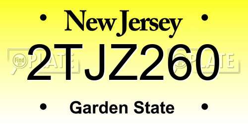 2TJZ260 New Jersey License Plate