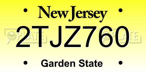 2TJZ760 New Jersey License Plate