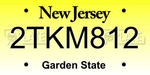 2TKM812 New Jersey License Plate