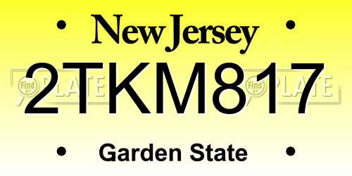 2TKM817 New Jersey License Plate