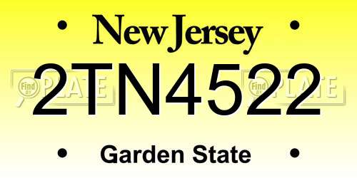 2TN4522 New Jersey License Plate
