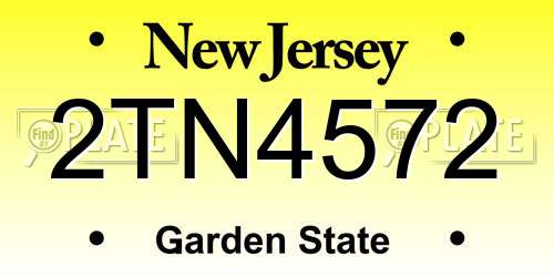2TN4572 New Jersey License Plate