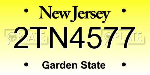 2TN4577 New Jersey License Plate