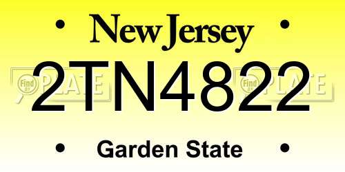 2TN4822 New Jersey License Plate