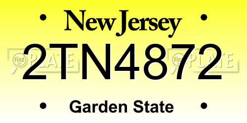 2TN4872 New Jersey License Plate
