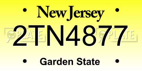 2TN4877 New Jersey License Plate