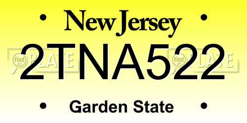 2TNA522 New Jersey License Plate