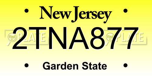 2TNA877 New Jersey License Plate