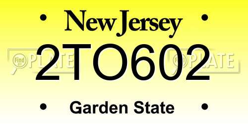 2TO602 New Jersey License Plate