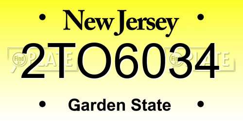 2TO6034 New Jersey License Plate