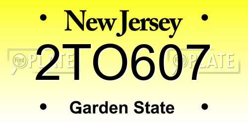 2TO607 New Jersey License Plate