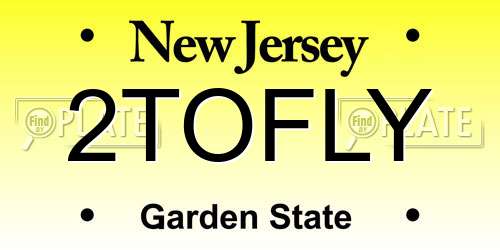2TOFLY New Jersey License Plate