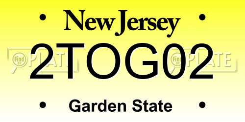 2TOG02 New Jersey License Plate