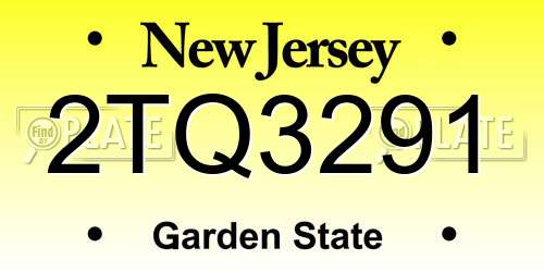 2TQ3291 New Jersey License Plate