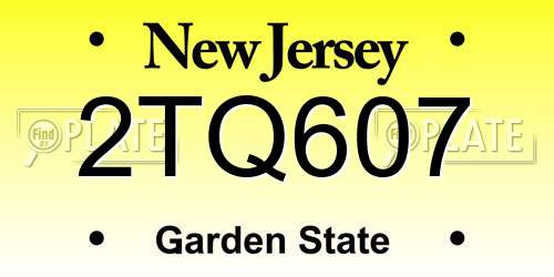 2TQ607 New Jersey License Plate