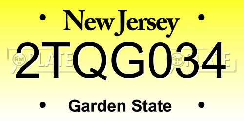 2TQG034 New Jersey License Plate