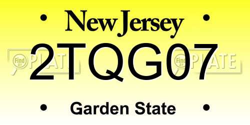 2TQG07 New Jersey License Plate