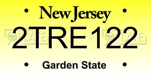 2TRE122 New Jersey License Plate