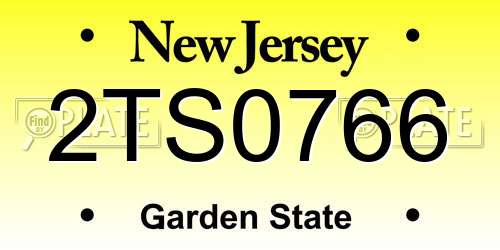 2TS0766 New Jersey License Plate