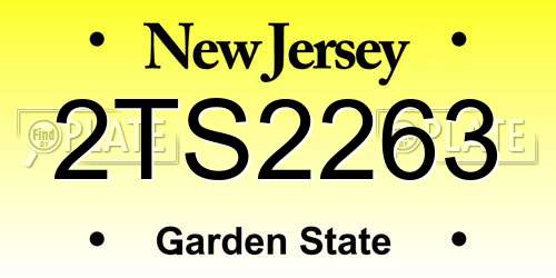 2TS2263 New Jersey License Plate