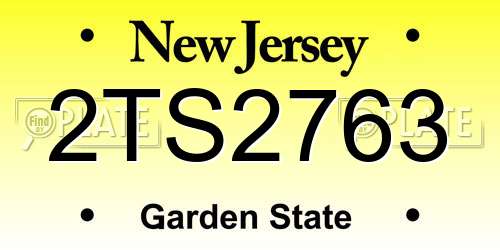 2TS2763 New Jersey License Plate