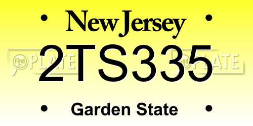 2TS335 New Jersey License Plate
