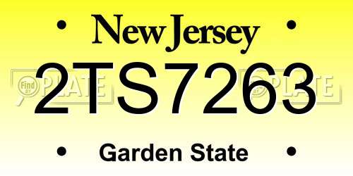 2TS7263 New Jersey License Plate