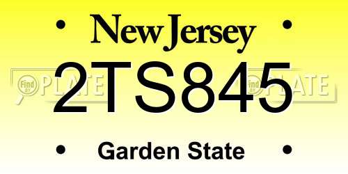 2TS845 New Jersey License Plate