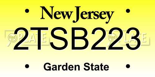 2TSB223 New Jersey License Plate