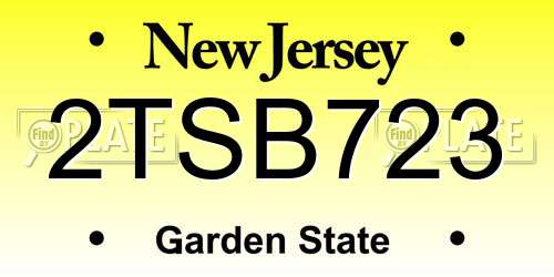 2TSB723 New Jersey License Plate