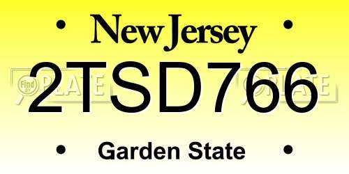 2TSD766 New Jersey License Plate