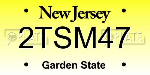 2TSM47 New Jersey License Plate