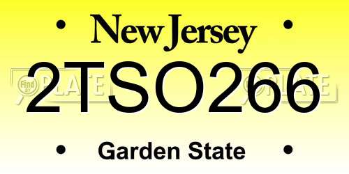2TSO266 New Jersey License Plate
