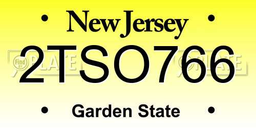 2TSO766 New Jersey License Plate