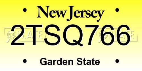 2TSQ766 New Jersey License Plate