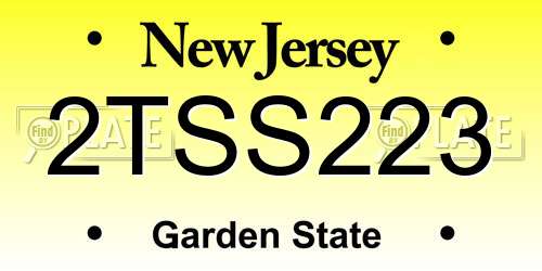 2TSS223 New Jersey License Plate