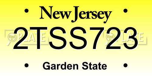 2TSS723 New Jersey License Plate