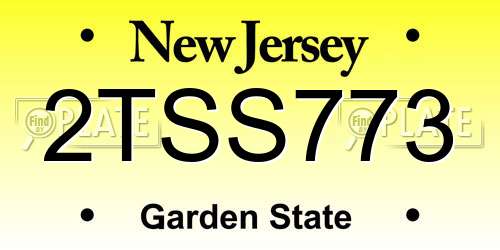 2TSS773 New Jersey License Plate