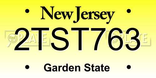 2TST763 New Jersey License Plate