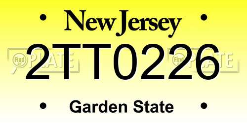 2TT0226 New Jersey License Plate