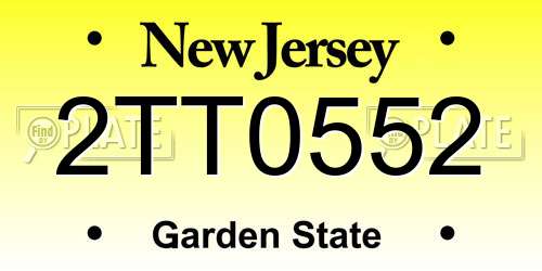 2TT0552 New Jersey License Plate