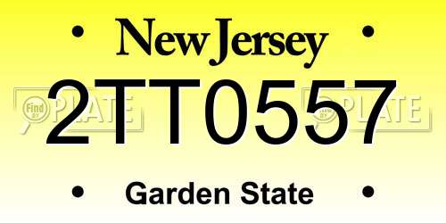 2TT0557 New Jersey License Plate