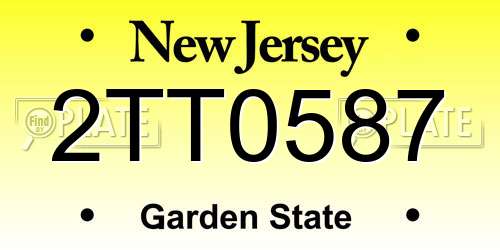 2TT0587 New Jersey License Plate
